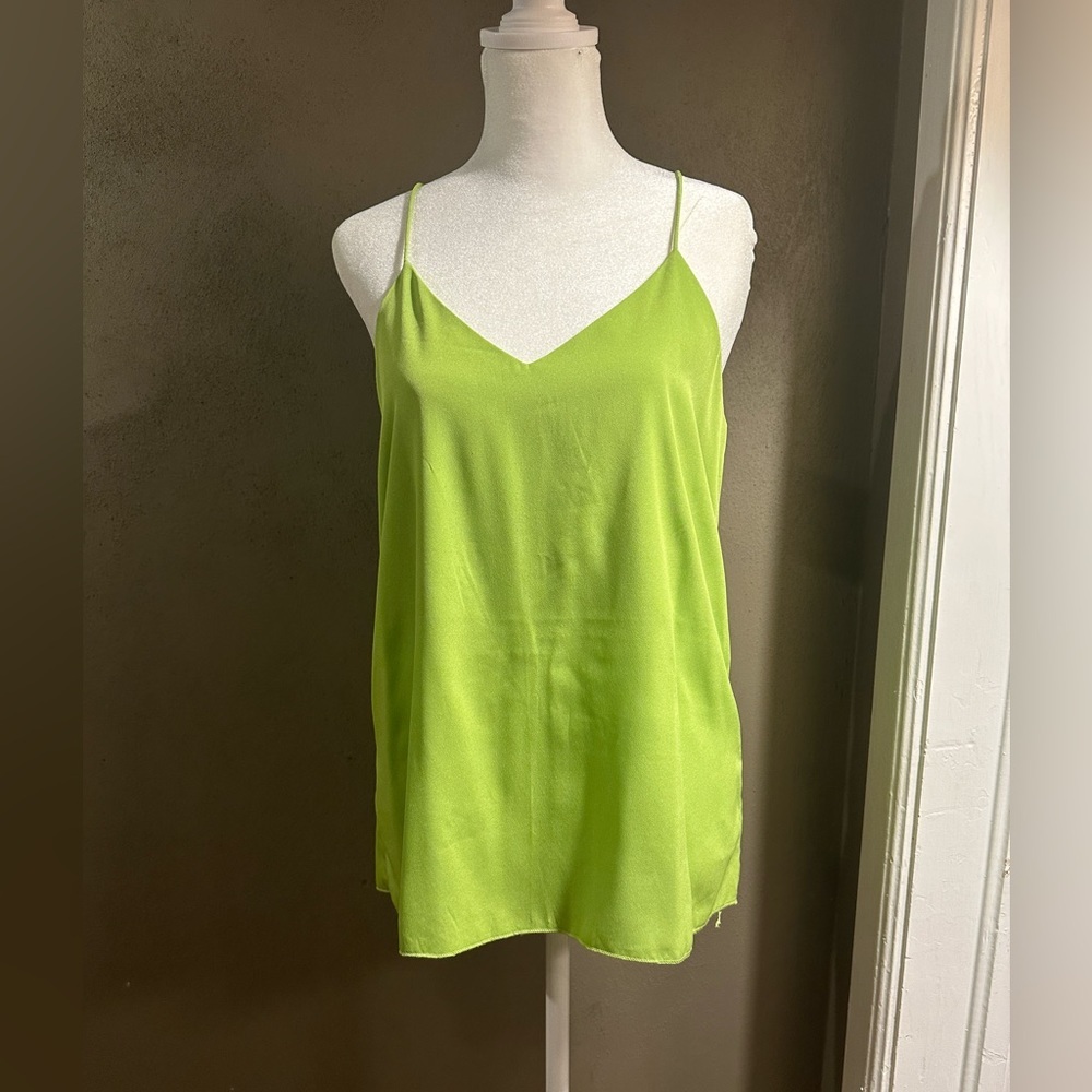 green spaghetti strap top